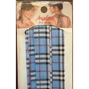Angelina Fabric Bra Straps Transform Bras & Halter Tops Plaid Blue+Black+White