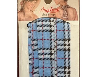 Angelina Fabric Bra Straps Transform Bras & Halter Tops Plaid Blue+Black+White
