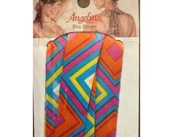 Angelina Fabric Bra Straps Transform Bras & Halter Tops Geometric Orange+Purple Vintage
