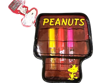 3 Stück Vintage 2012 Lotta Luv Peanuts Hundehaus Form Zip Tasche Flüssiger Zauberstab Lip Gloss