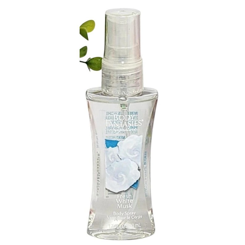 Body Fantasies Frischer weißer Moschus-Duft Körperspray 1,7 Unze Reisegröße mit Deckel Bild 2