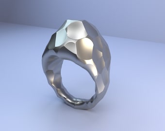 Hammered Ring STL File: 3D Print Jewelry CAD Model (US 5.5)