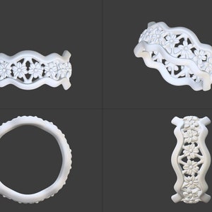 STL 3D Model Jewelry CAD File for 3D Printing/cnc/flower Ring/3d ...