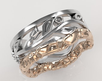Leaves Diamond Ring STL File: 3D Jewelry Design (Digital Download)