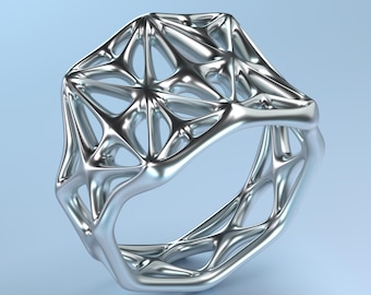 Wireframe Signet Ring STL file for 3D Printing