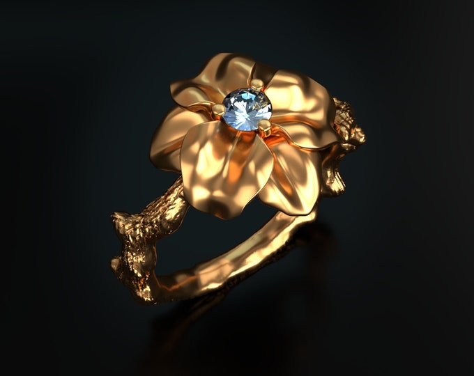 3D Printable Flower Ring STL Model: Jewelry CAD File (Digital Download)