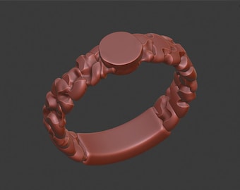 Rustic Initial Ring 3D Model: STL Jewelry CAD File (Digital Download)