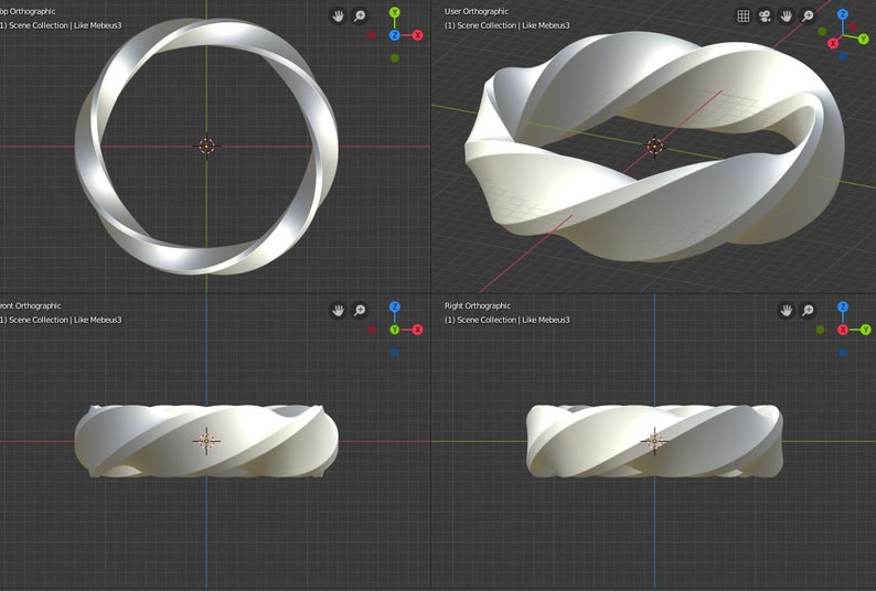 STL 3D Model Jewelry CAD File for 3D Printing/cnc/twisted Etsy