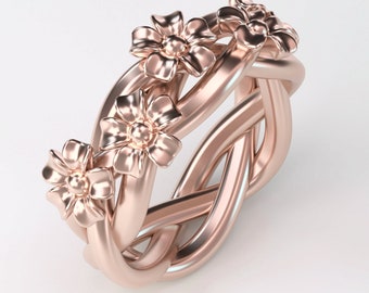 Flower Ring STL File: 3D Jewelry Design (US Size 8)