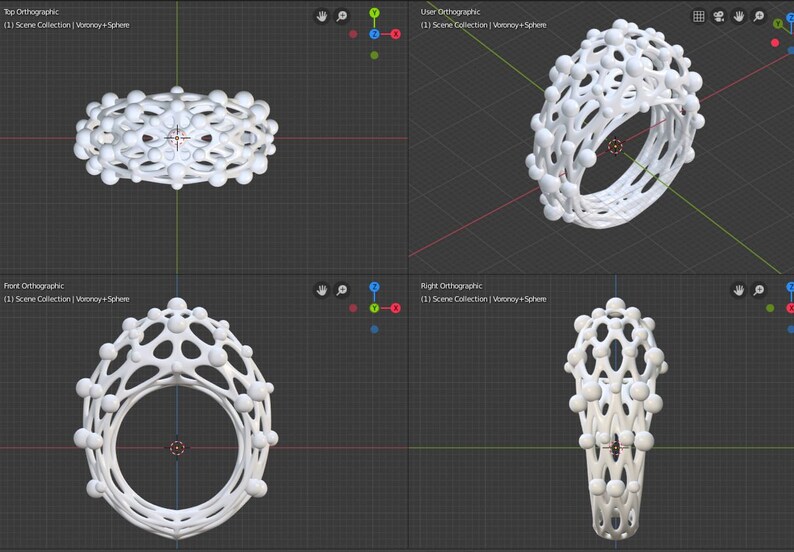 STL 3D Model/ Jewelry CAD File for 3D Printing//voronoi Ring With