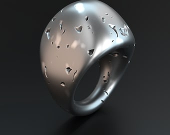 Hammered Ring 3D Model: Jewelry CAD File (STL)