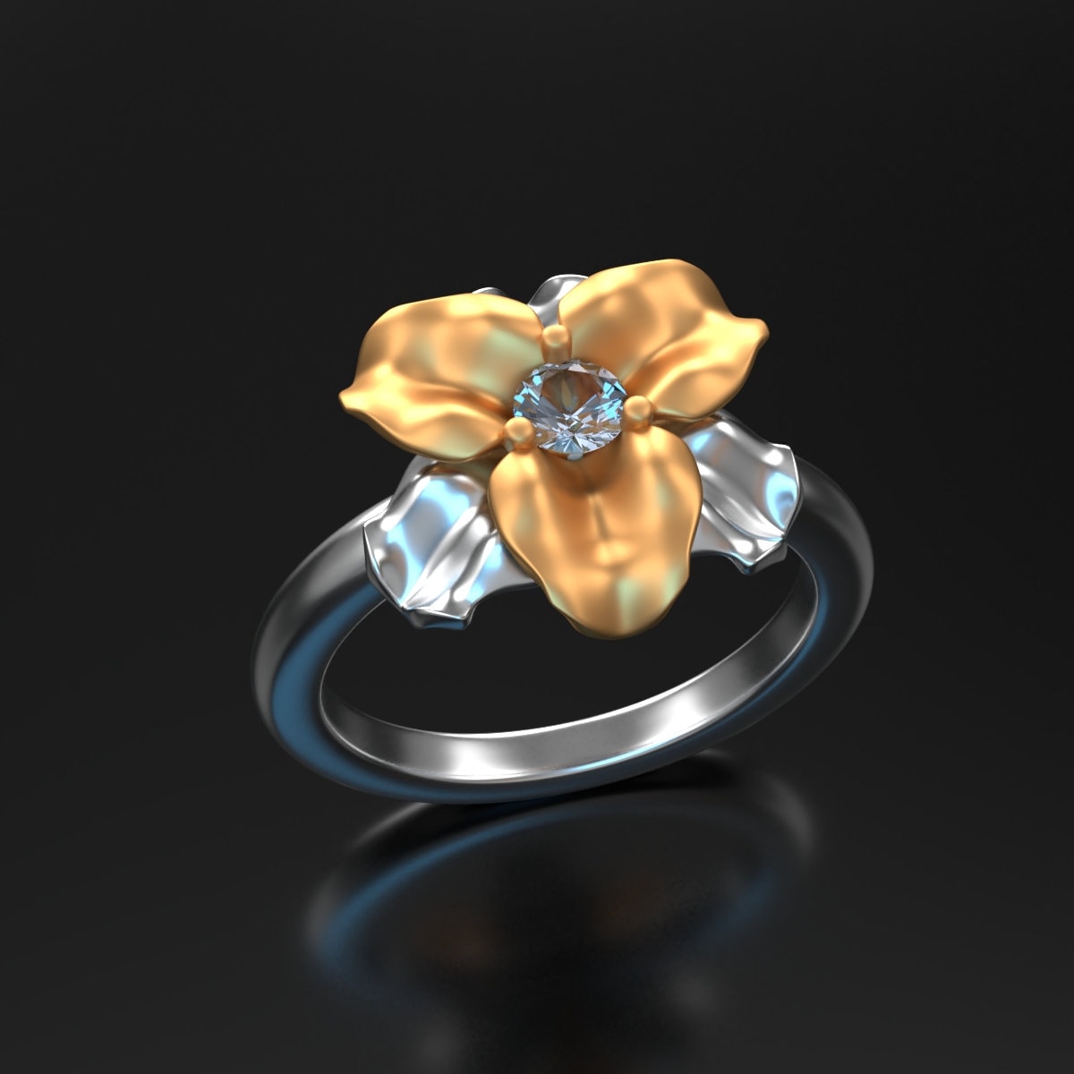 Engagement ring (VHEX4CHWA) by 3djewelry