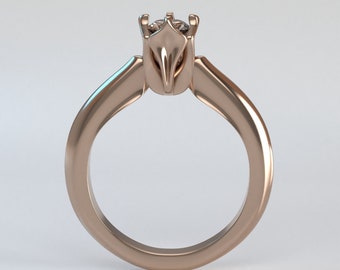 Classic Diamond Ring 3D Model: Jewelry CAD File (STL)