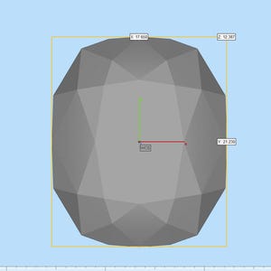 Puede incluir: Un objeto geom&eacute;trico gris de facetas tridimensionales mostrado en una interfaz de modelado digital. El objeto presenta un sistema de coordenadas central etiquetado como WCS con ejes rojo, verde y azul. Las etiquetas num&eacute;ricas X: 17.650, Y: 21.230 y Z: 12.387 son visibles.