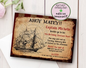 pirate party invite etsy