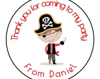 Personalised Kids Pirate Fairy Birthday Party Thank You Stickers Pack Of 24
