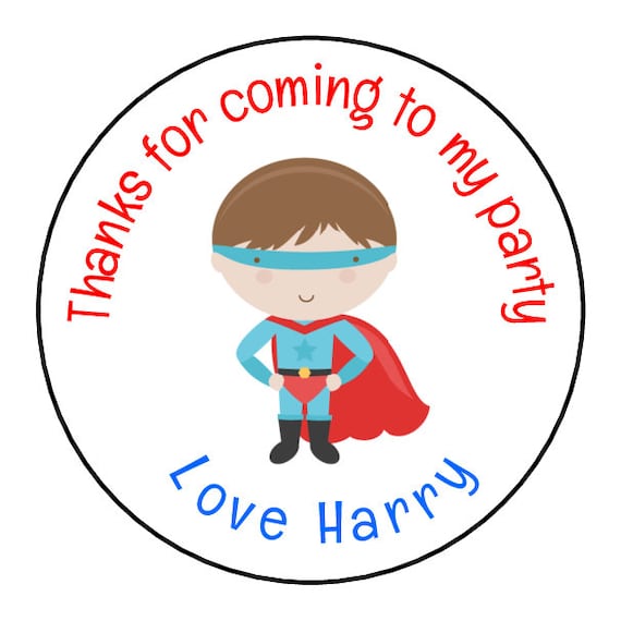 Personalised Hero Marvel Avengers Thank You Stickers Party Sweet Cones  Birthday