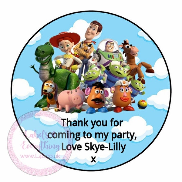 Toy Story Personalised Thank You For Coming To My Birthday Party Stickers, Sweetie Cone, Party Bags