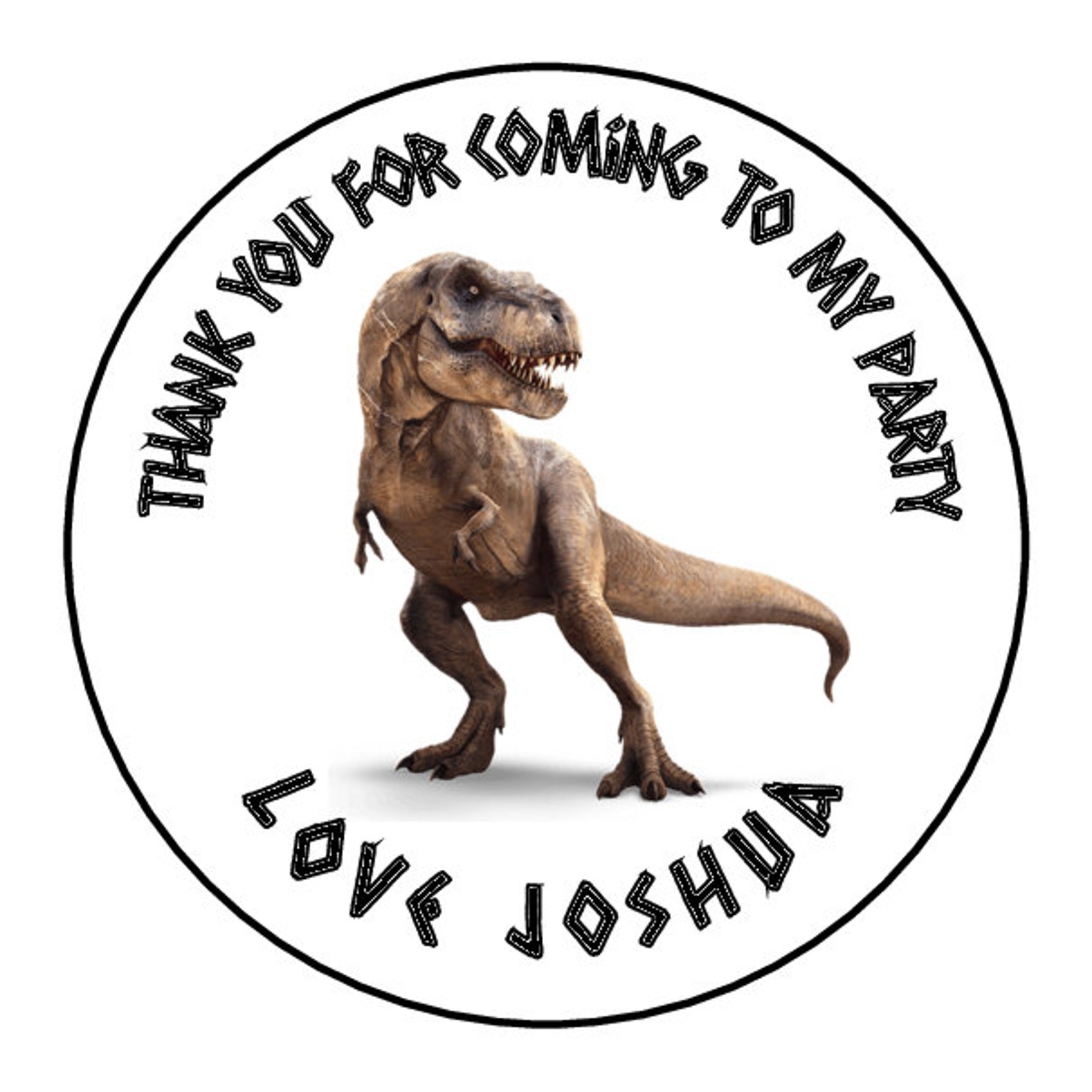 thank you for coming to my party dinosaur stickers