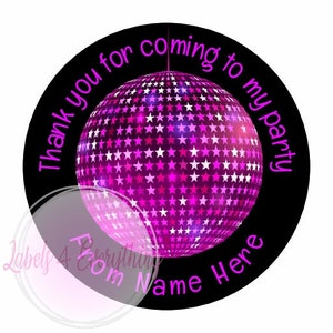 Personalised Disco Stickers Birthday Neon Glow Party Thank You Sweet Cone Bags