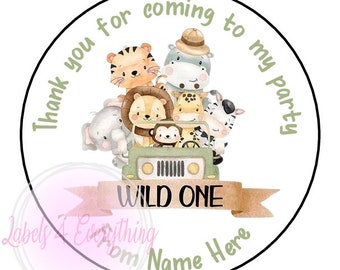 Personalised Animal Safari Wild One 1st Birthday Thank You For Coming To My Birthday Party Sweet Box Chocolate Coins Gift Sweet Cone