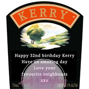 Personalised Baileys Irish Cream Bottle Stickers Label Christmas Gift Novelty image 2