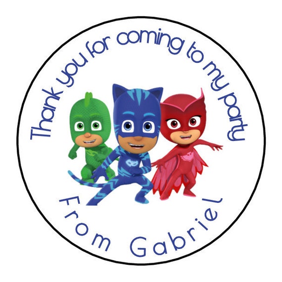 Personalised PJ Masks Thank You Birthday Party Gift Tag Label | Etsy