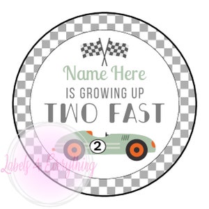 Personalised Two Fast 2nd Birthday Stickers Party Racing Fast Car Thank You Sweet Cone Bags