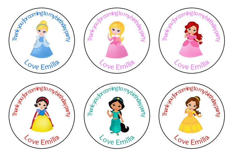 10 grandes Princesa Brillante Personalizado Fiesta De Cumpleaños Caja botín Pegatinas