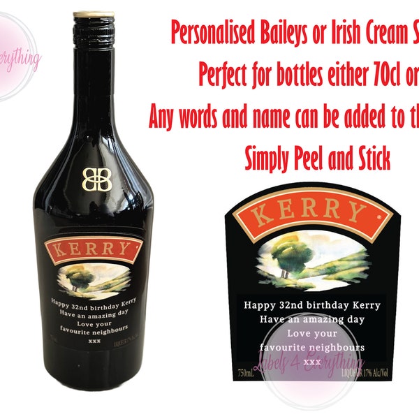 Personalised Irish Cream Bottle Stickers Label Christmas Gift Novelty