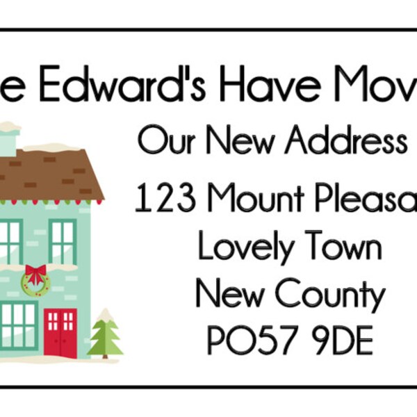 We Have Moved Rectangular Christmas Xmas Personalised Stickers New Home New Address Labels Seals Contact