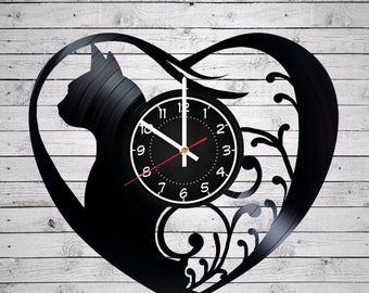 Cat* Fish *Dog * 12 inches Wall Clock Handmade WALL Clock with Animals Vinyl Record