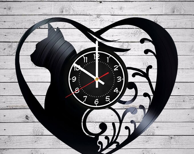 Cat* Fish *Dog * 12 inches Wall Clock Handmade WALL Clock with Animals Vinyl Record