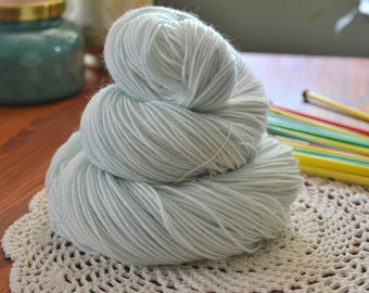 Glimmer, 80/20 Merino Nylon Fingering Yarn 115g Skein, Muted Pale Blue, Hand Dyed Semi-Solid Tonal Yarn, Indie Dyer, Canada Knits