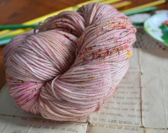 Peony, 80/20 Merino Nylon Sock Shawl Yarn, Hand Dyed Indie, Superwash Fingering Weight 115g, Light Pink Speckled Sock, Knit Crochet Canada