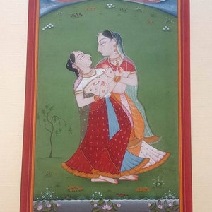 Original ethnic India Painting Ethnic Handmade Art by real gold and stone Colors, Miniature Painting, Indian Miniature Painting