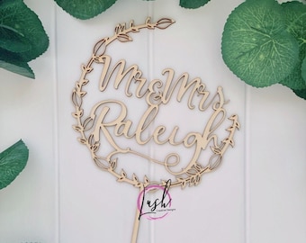 Wreath Cake Topper | Laser Cut Cake Topper | Wooden Cake Topper | Wedding Cake Topper