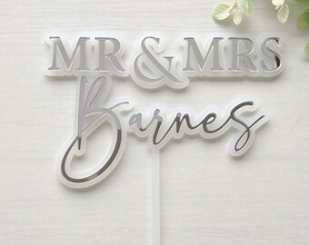Personalise Mr and Mrs Cake Topper | Wedding Cake Topper