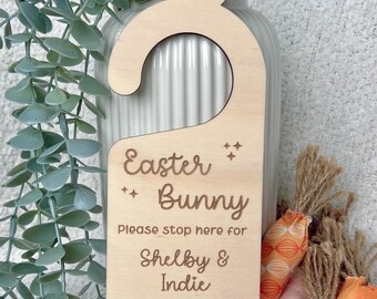Personalised Easter Bunny Please Stop Here Door Hanger