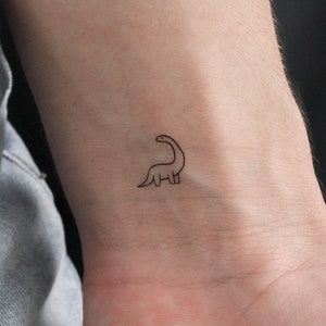 Tiny Brontosaurus Temporary Tattoo (Set of 3)