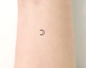 Tiny Crescent Moon Outline Temporary Tattoo (Set of 3)