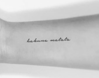Handwritten Hakuna Matata Temporary Tattoo (Set of 3)