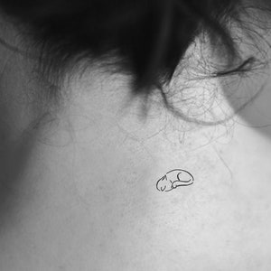 Minimalist Sleepy Cat Temporary Tattoo (Set of 3)