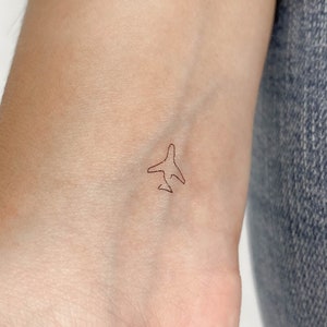 One Line Flugzeug temporäres Tattoo (3er Set)