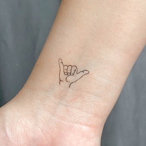 Shaka Sign Language Temporary Tattoo (Set of 3)