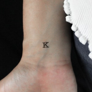 K Uppercase Typewriter Letter Temporary Tattoo (Set of 3)