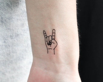 Rock Salute Temporary Tattoo (Set of 3)