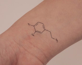 Dopamine Chemical Structure Temporary Tattoo (Set of 3)