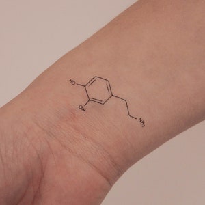 Dopamine Chemical Structure Temporary Tattoo Set of 3 image 1