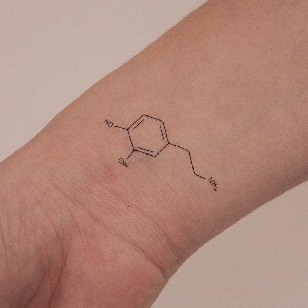 Dopamine Chemical Structure Temporary Tattoo (Set of 3)